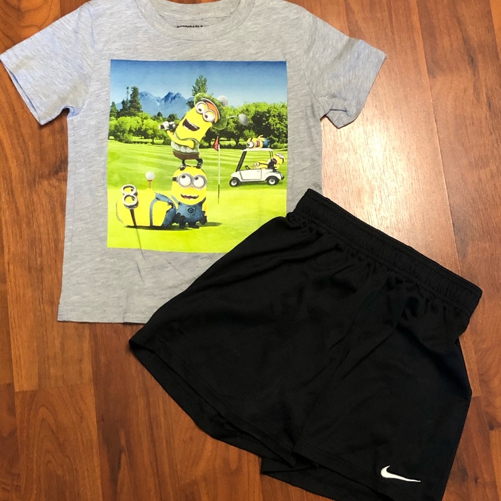 Despicable Me boys and Nike Dri Fit Shorts